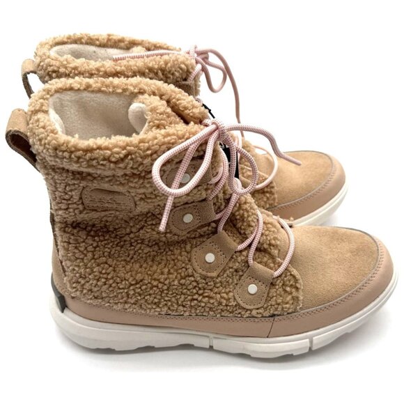 Sorel Womens  8.5 Waterproof Insulated Suede & Sherpa Boots Beige NWT - Picture 5 of 8